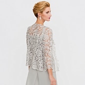 cheap Mother&#039;s Wraps-Mother&#039;s Wraps Bolero Coats / Jackets Elegant 3/4 Length Sleeve Floral Lace Wedding Guest Wraps With Lace For Fall Wedding Event Formal Party Spring &amp; Summer Only Wraps dress to impress 2025