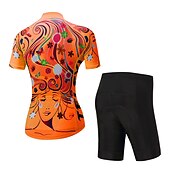 abordables Conjuntos de Ropa de Mujer-Mujer Maillot de Ciclismo con Culotte Manga Corta MTB Bicicleta Montaña Ciclismo Carretera Verano Primavera Otoño Amarillo Rosa Rojo Rayas Estampado Flores Botánica Flor Gracioso Bicicleta Filtro