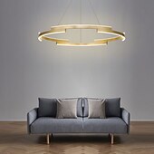 abordables Design Anneau et Rond-80 cm cercle pendentif lumière or lustre de luxe en aluminium anodisé LED moderne