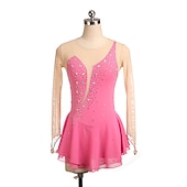 voordelige Schaatsjurken-Kunstschaatsjurk Dames Voor meisjes Schaatsen Jurken Zwart Geel Roze Netstof Spandex Hoge Elasticiteit Opleiding Wedstrijd Kunstschaatskleding Kristal / Bergkristal Lange mouw Schaatsen Kunstschaatsen