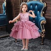 preiswerte Kleider für die Blumenmädchen-kinderkleidung Mädchen Blumenmädchen Kleid Kleid Pailletten Ärmellos Leistung Hochzeit Party Gitter Patchwork Süß Baumwolle Knielang Tüll-Kleid Sommer Frühling Herbst 4-12 Jahre Rosa Rote Blau