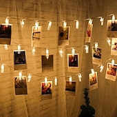 cheap USB String Lights-Elegant Wedding &amp; Party Reception LED Photo Clip String Lights - 20 Clips, 2/3/5M, Waterproof for Bedroom, Dorm, Christmas, Battery Powered or USB