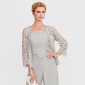 cheap Mother&#039;s Wraps-Mother&#039;s Wraps Bolero Coats / Jackets Elegant 3/4 Length Sleeve Floral Lace Wedding Guest Wraps With Lace For Fall Wedding Event Formal Party Spring &amp; Summer Only Wraps dress to impress 2025