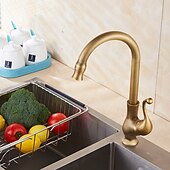 economico Rubinetti per lavello-rubinetto da cucina, ottone antico monocomando un foro beccuccio standard centerset rubinetti da cucina girevoli contemporanei con interruttore freddo e caldo