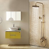 preiswerte Duscharmaturen-Duscharmatur, Duschsystem-Set – Handbrause inklusive ausziehbarem Wasserfall im Vintage-Stil / Country Antik-Messing-Halterung außen Keramikventil Wannendusche Mischbatterien