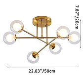 ieftine Design Glob-58cm plafon cu LED nordic design sputnik design negru aur glob design candelabru sticlă metal stil artistic sputnik vopsit industrial finisaje stil nordic artistic 110-120v 220-240v