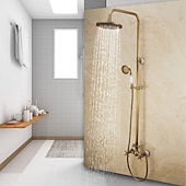 cheap Shower Faucets-Shower Faucet,Shower System/Rainfall Shower Head System Set Handshower Included pullout Rainfall Shower Vintage Style/Country Brass Mount Outside Ceramic Valve Bath Shower Mixer Taps