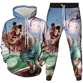 abordables Motif 3D-Homme Femme Ensemble de sweats à capuche 3D Bleu Dorée Arc-en-ciel Orange Marron Capuche Graphic 3D Motif Galaxie 2 Pièces Poche avant du quotidien 3D effet Motifs 3D Casual Vêtement Tenue Pulls