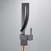 cheap Classical-Waterfall Bathroom Sink Mixer Faucet, 360 Rotating Basin Vessel Tap Single Handle Irregular Creative Design Brushed Nickel/Chrome/Matte Black/Golden Sink Tap with Hot and Cold Water Hose