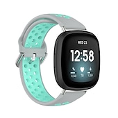 お買い得  Fitbitウォッチバンド-スマートウォッチバンド と互換性があります Fitbit Versa 4 Sense 2 Versa 3 Sense 合金 シリコーン スマートウォッチ ストラップ 弾性ある 調整可 ステンレス鋼のバックル スポーツバンド 置換 リストバンド