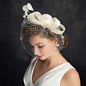 preiswerte Faszinator-Kentucky-Derby-Hut aus Tüll/Federn mit 1 Stück Kopfbedeckung für besondere Anlässe/Pferderennen/Damentag