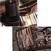 ieftine Lumini pandantive-55cm led lung retro bandă candelabru din lemn cu sticlă umbră funie 6 capete pandantiv lumini albe calde corp de iluminat decorativ retro rustic antic plafon ac110v ac220v