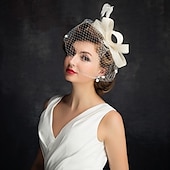 preiswerte Faszinator-Kentucky-Derby-Hut aus Tüll/Federn mit 1 Stück Kopfbedeckung für besondere Anlässe/Pferderennen/Damentag