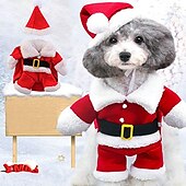 abordables regalos de navidad para mascotas-Perros Cabeza y Cuello Animales Pequeños de Pelo Mono Otros Disfraz de Navidad Ropa para Perro Ropa para cachorros Trajes De Perro Santa Transfiguración Disfraz N / A para perro niña y niño Tela de
