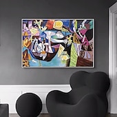 abordables Peintures Célèbres-100% peint à la main paysage abstrait sur toile peinture à l&#039;huile à la main pêche de nuit à antibes chef-d&#039;œuvre picasso peinture à l&#039;huile