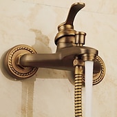 cheap Shower Faucets-Bathroom Shower Faucet Set, High Flow Vintage Style Wall Mounted Outside Antique Dual-Head Pull Out Shower Head with Handheld, Hot and Cold Water Switch Included