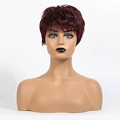 economico Parrucche di capelli veri senza cuffia-Miscela di capelli umani Parrucca Corto Liscio Taglio scalato Acconciature corte 2020 Bacca Classico Dritto Nero Biondo Marrone Naturale Senza tappo Per donna Bionda pallida Biondo miele / biondo