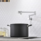 preiswerte Faltbar-Küchenarmatur, an der Wand montierter Topffüller, zwei Griffe, ein Loch, verchromt / ölgeriebene Bronze / Nickel, gebürsteter, faltbarer Topffüller, an der Wand montierte, moderne Küchenarmaturen,