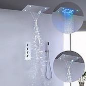 economico Soffione a soffitto luxury-rubinetto doccia, set di rubinetti doccia a led cromati 500 * 360 con soffione doccia in acciaio inossidabile e soffione doccia a caduta / getto / pioggia a soffitto (il prodotto deve essere