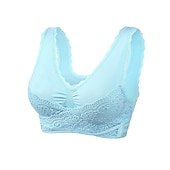 abordables Sostenes-Sujetadores deportivos de encaje de gran tamaño para mujer, sujetador sin aros con hebillas laterales cruzadas en la parte delantera, ropa deportiva para hacer yoga y hacer ejercicio en casa