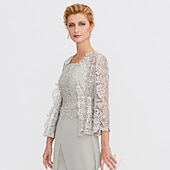 cheap Mother&#039;s Wraps-Mother&#039;s Wraps Bolero Coats / Jackets Elegant 3/4 Length Sleeve Floral Lace Wedding Guest Wraps With Lace For Fall Wedding Event Formal Party Spring &amp; Summer Only Wraps dress to impress 2025