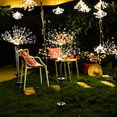 billige Landskapslys-solar fyrverkeri sti lys utendørs 2x 1x led stake lys for gangvei hage bakgård landskap dekorasjon 120leds fe julelys for hage gate gård plen nyttårsfest ip65 vanntett