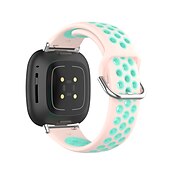 お買い得  Fitbitウォッチバンド-スマートウォッチバンド と互換性があります Fitbit Versa 4 Sense 2 Versa 3 Sense 合金 シリコーン スマートウォッチ ストラップ 弾性ある 調整可 ステンレス鋼のバックル スポーツバンド 置換 リストバンド