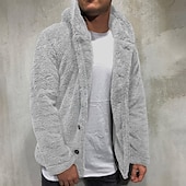 economico Giubbotti e cappotti da uomo-giacca con cappuccio da uomo 2021 fuzzy sherpa pile caldo casual solido moda semplice aperto davanti cardigan cappotto invernale plus size inverno sciolto capispalla grande e alto