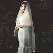 baratos Véus de Noiva-Duas Camadas Estiloso / Clássico Véus de Noiva Véu Capela com Cor Única Tule