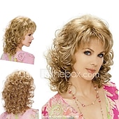 voordelige oudere pruik-synthetische pruik hathaway middendeel pruik blonde gouden krullende pruik lang haar met pony synthetisch haar 12 inch vrouwen synthetisch sexy dame kapsel