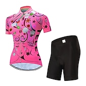 abordables Conjuntos de Ropa de Mujer-Mujer Maillot de Ciclismo con Culotte Manga Corta MTB Bicicleta Montaña Ciclismo Carretera Verano Primavera Otoño Amarillo Rosa Rojo Rayas Estampado Flores Botánica Flor Gracioso Bicicleta Filtro