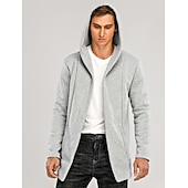 お買い得  カジュアルジャケット-男性用 フーディージャケット カジュアルジャケット デイリーウェア フード付き カジュアル ジャケット アウターウェア 平織り ブラック ホワイト ライトグレー