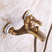 ieftine Robinete de Duș-robinet de duș / set de sistem de cap de duș cu efect de ploaie - duș de mână inclus extracție stil vintage / alamă antică de țară / montare galvanizată în exterior supapă ceramică baterii de duș