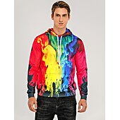 abordables Sweats à capuche pour hommes-Homme à imprimé arc-en-ciel Sweat à capuche Sweats à Capuche Sweat-shirt Sweat à capuche manche longue Sweat à capuche Capuche Décontractées 3D effet Extérieur Plein Air Vacances Jaune Violet