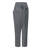 cheap Women&#039;s Dress Pants-Women&#039;s Normal Dress Pants Streetwear Casual Lounge Ankle-Length Mid Waist Solid Colored Patchwork Comfort Breathable Inelastic Work Daily Black Navy Blue Gray Fall &amp; Winter Slim