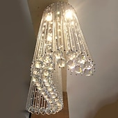 cheap Chandeliers-80cm LED Crystal Chandelier Modern Wave Design S Shaped Lantern Desgin Pendant Light Stainless Steel Electroplated 110-120V 220-240V