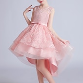 baratos Vestidos floridos-Vestido para Meninas das Flores Para Meninas Vestido Vestido de princesa Vestido de festa Espetáculo Casamento Festa Estilo bonito Princesa Doce Dia da Criança Com Transparência Multi Camadas Floral