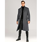 Χαμηλού Κόστους Ανδρική καμπαρντίνα-Ανδρικά Χειμερινό παλτό Μάλλινο Παλτό Πανωφόρι ΕΞΩΤΕΡΙΚΟΥ ΧΩΡΟΥ Γραφείο Χειμώνας Φθινόπωρο Πολυεστέρας Αντιανεμικό Ζεστό Εξωτερικά ενδύματα Ρούχα Κλασικό Πέτο