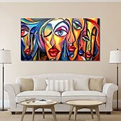 abordables Peintures portraits-Peinture à l&#039;huile Hang-peint Peint à la main Format Horizontal Personnage Pop Art Moderne Toile roulée (sans cadre)