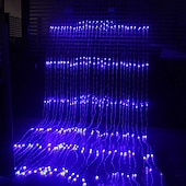 cheap Plug String Lights-1pc 3X3M IP44 Waterfall Curtain Led Fairy String Light Garland Water Flow Meteor Shower Rain Lights for Window Icicle Colorful Decor Lighting AC110V 120V 220V 230V 240V EU US Plug