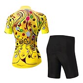 abordables Conjuntos de Ropa de Mujer-Mujer Maillot de Ciclismo con Culotte Manga Corta MTB Bicicleta Montaña Ciclismo Carretera Verano Primavera Otoño Amarillo Rosa Rojo Rayas Estampado Flores Botánica Flor Gracioso Bicicleta Filtro
