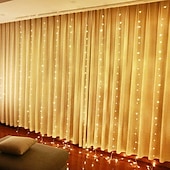 olcso USB-tápellátás-ablak függöny zsinór lámpák 300 led csillogó csillag 3m x 3m függő tündérfények esküvői dekoráció 8 világítási mód hálószobához esküvői partihoz otthoni kert fali dekoráció usb tápellátás ir