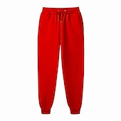 お買い得  スウェットパンツ-男性用 フリースパンツ スウェットパンツ ジョガー 冬のズボン ズボン サイドポケット 弾性ウエスト フリース 純色 履き心地よい ウォーム 日常 カジュアル 海軍 アプリコット