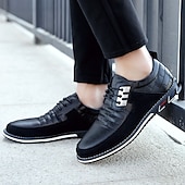 abordables Zapatillas de hombre-Hombre Oxfords Zapatos Derby Zapatos Confort Negocios Casual Británico Exterior Diario Oficina y carrera PU Cordones Negro Blanco Rosa Primavera Otoño Invierno