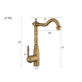 economico Rubinetti per lavello-miscelatore lavello da cucina rubinetto tradizionale, rubinetti da cucina rotanti a 360 ° in ottone antico stile retrò monocomando un foro con tubo dell&#039;acqua calda e fredda