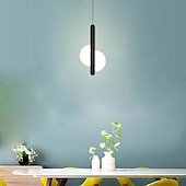 cheap Island Lights-20 cm LED Pendant Light Nordic Black Hanging Light with White Lampshade Dining Room Office Bedroom Simple Geometric Metal Black LED Modern 220-240V