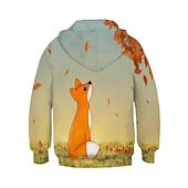 abordables Animaux 3D pour Garçon-Garçon 3D Graphic Bande dessinée Renard Sweat à capuche manche longue 3D effet Eté Automne Actif Vêtement de rue Polyester Enfants 3-12 ans Casual du quotidien