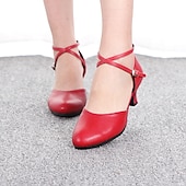 ieftine Pantofi Dans Clasic &amp; Modern-pantofi negri de dans latino pentru femei – pantofi confortabili de sală cu toc mic, cu bretele încrucișate la glezne – încălțăminte profesională de performanță și antrenament
