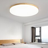 cheap Dimmable Ceiling Lights-26/38/48 cm LED Ceiling Light Nordic Wood Round Design Flush Mount Lights Nature Inspired 110-120V 220-240V