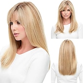 abordables perruque plus âgée-Halloween costumes perruque avant en or longue vague bouclée cheveux d&#039;aspect naturel 18 pouces perruques complètes pour les femmes de la mode (or, 18 &#039;&#039;)